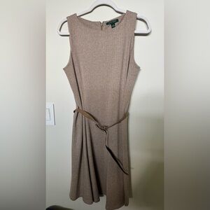 Lauren Ralph Lauren Brown Scoop Neck Sheath Dress